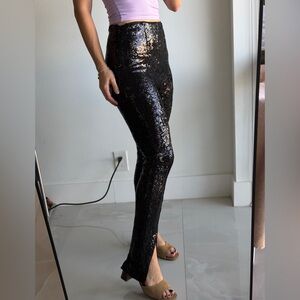 Reserved Black Sequin High-Rise Skinny Pants